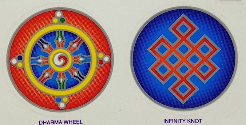 Mandalky Dharma wheel, infinity knot nalepovacie